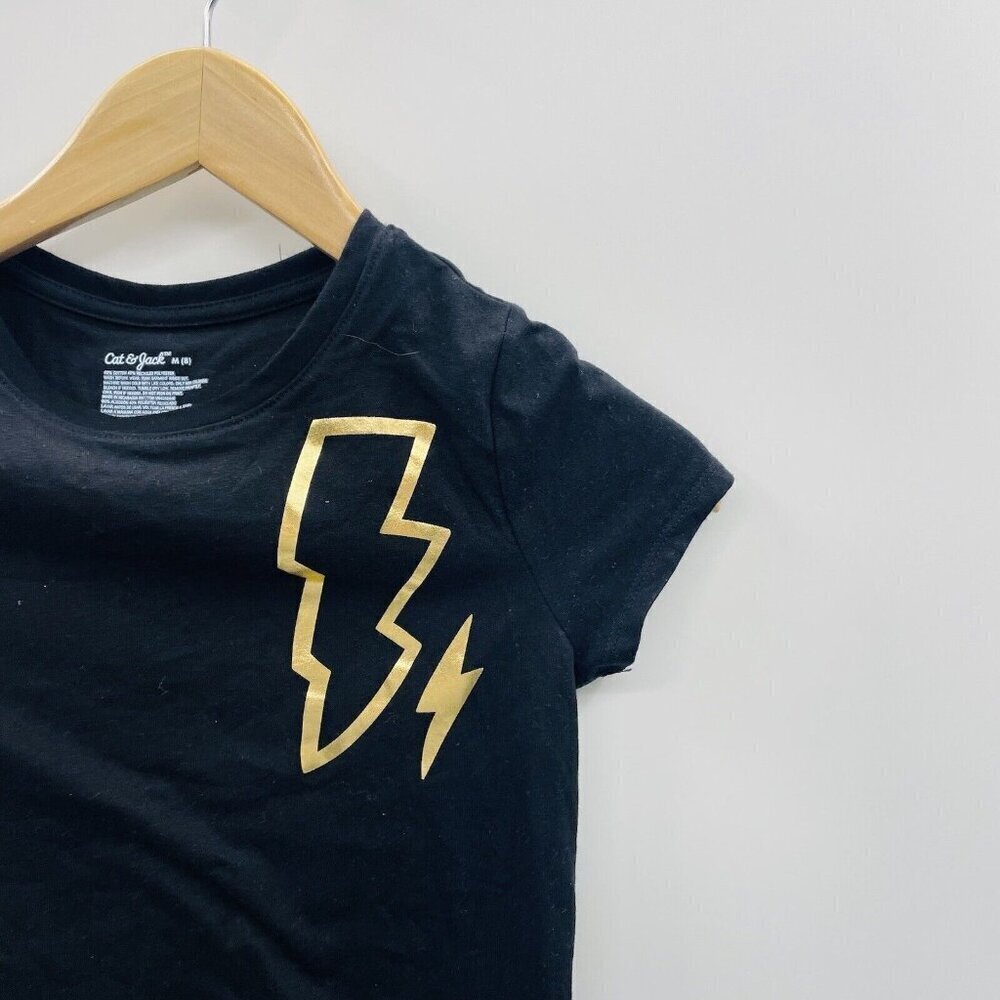 Cat & Jack Youth Girls Medium 8 Short Sleeve Lightning Bolt Graphic Tee 2534 - Picture 2 of 5